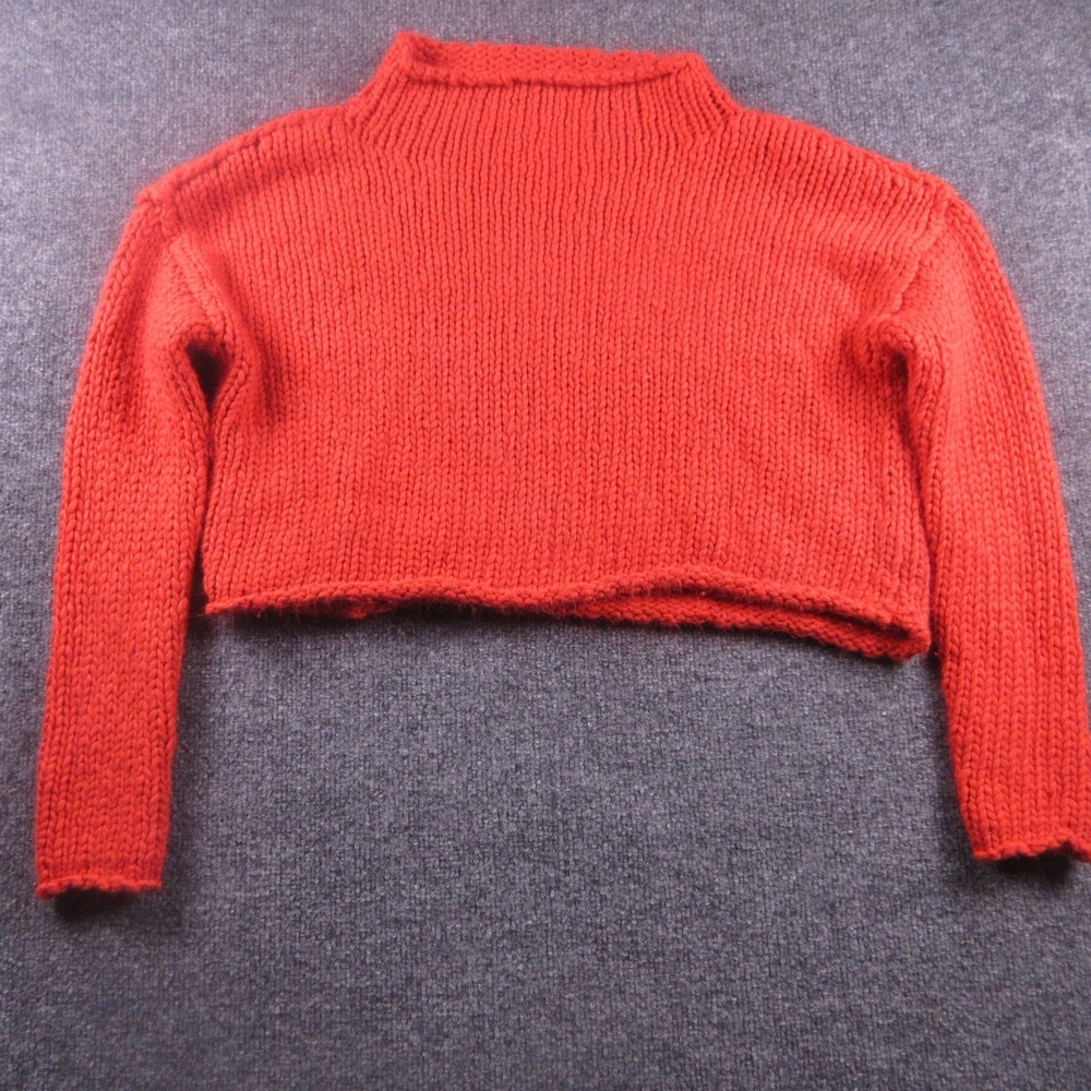 Free People Sweater Womens Small Red Chunky Knit Mock Neck Cropped Pullover
